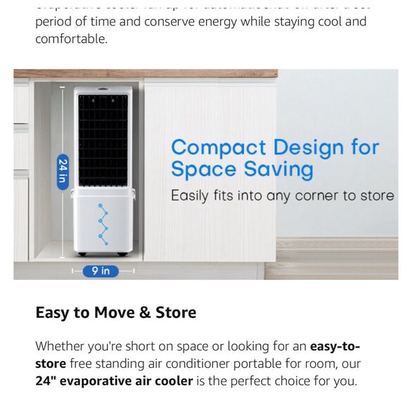 COOLECH 3-IN-1 Portable Evaporative Air Cooler with Remote Control - Picture 3 of 11